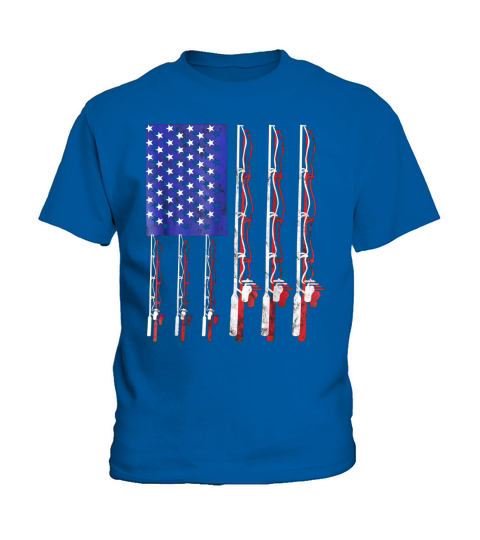 fishing flag shirt funny patriotic fathers day 4th of july Kids T-Shirt