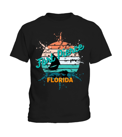 Fort Pierce Florida Retro Vintage Exploding Sunset Kids T-Shirt