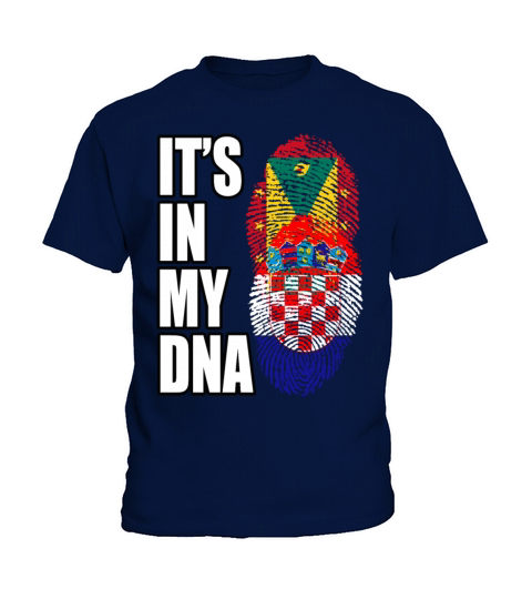 Grenadian And Croatian Mix Heritage DNA Flag Kids T-Shirt