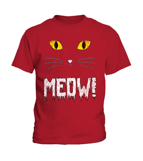 Meow Vintage Halloween Cat Face Kids T-Shirt