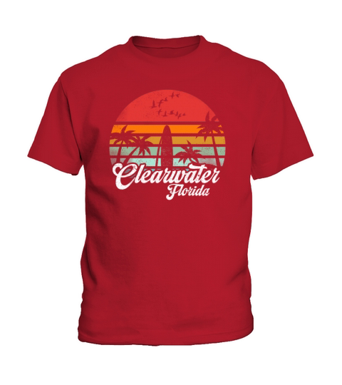 Vintage Clearwater Beach Florida Surfing Retro Pun Kids T-Shirt