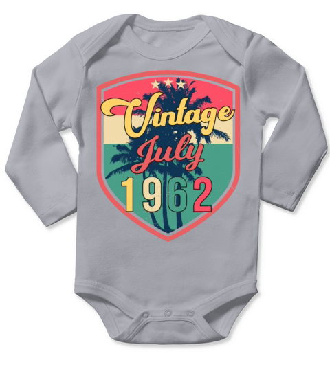 1962 July 60th Birthday Long Sleeve Baby One-Piece