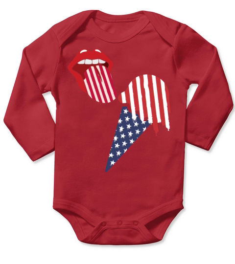American flag ice cream funny design gift idea Long Sleeve Baby One-Piece