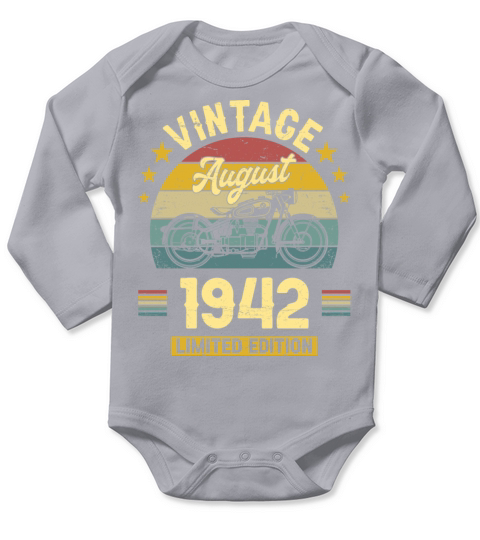 August 1942 80 Years Old Vintage 80th Birthday Long Sleeve Baby One-Piece