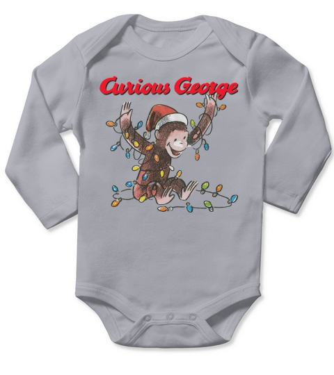 Awesome Curious George Christmas Lights Graphic sweater Long Sleeve Baby One-Piece