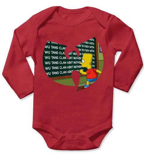Bart Simpsons writing Wu Tang Clan shirt Long Sleeve Baby One-Piece