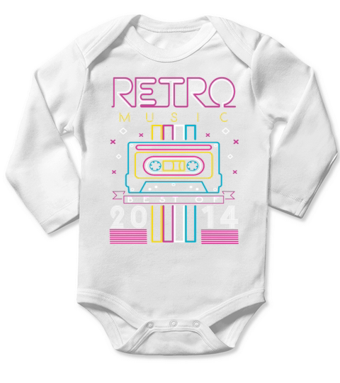 Best Of 2014 Retro Cassette Vintage Birthday Long Sleeve Baby One-Piece