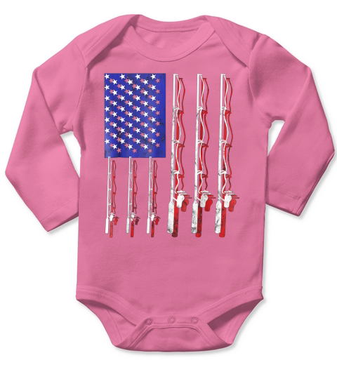 fishing flag shirt funny patriotic fathers day 4th of july Long Sleeve Baby One-Piece