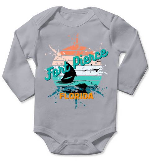 Fort Pierce Florida Retro Vintage Exploding Sunset Long Sleeve Baby One-Piece
