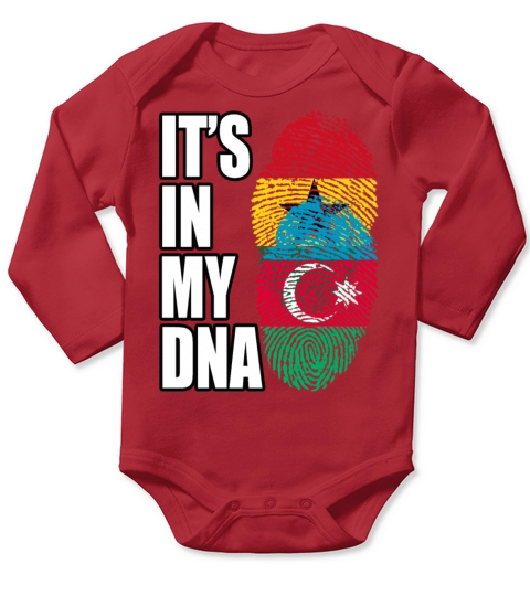 Ghanaian And Azerbaijani Mix Heritage DNA Flag Long Sleeve Baby One-Piece