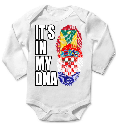 Grenadian And Croatian Mix Heritage DNA Flag Long Sleeve Baby One-Piece