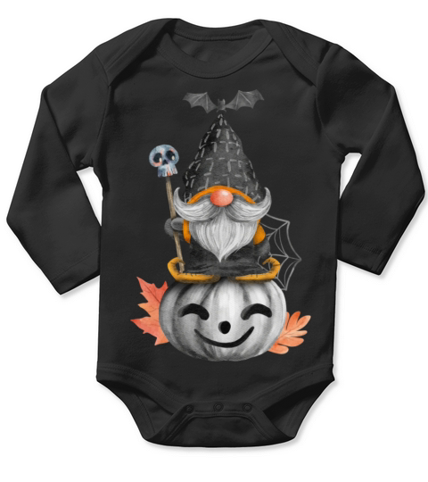 Halloween Pumpkin Gnome Long Sleeve Baby One-Piece