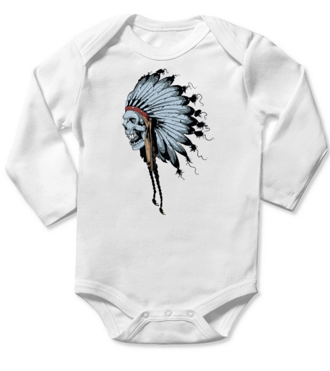 Indian Ghost Skull Long Sleeve Baby One-Piece