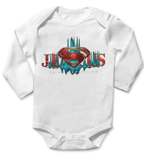 Jesus is my superhero Long Sleeve Baby One-Piece