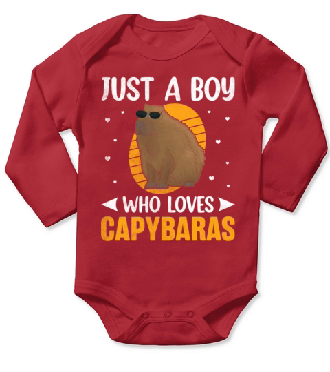 Just a Boy Who Loves Capybaras Funny Cavy Rodent Long Sleeve Baby One-Piece