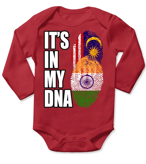 Malaysian And Indian Mix Heritage DNA Flag Long Sleeve Baby One-Piece