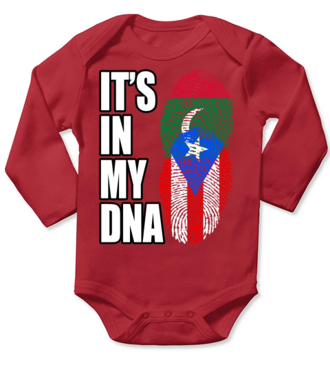 Maldivian And Puerto Rican Mix Heritage DNA Flag Long Sleeve Baby One-Piece