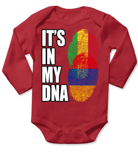 Malian And Armenian Mix Heritage DNA Flag Long Sleeve Baby One-Piece