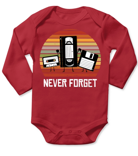 Never Forget Funny Vintage Cassette Tape Long Sleeve Baby One-Piece