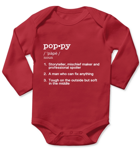 Poppy Definition T Shirt - Funny Fathers Day Gift Tee Long Sleeve Baby One-Piece