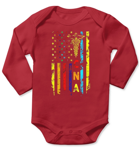 Rainbow American Flag T-Shirt, CNA Pride Gift Long Sleeve Baby One-Piece