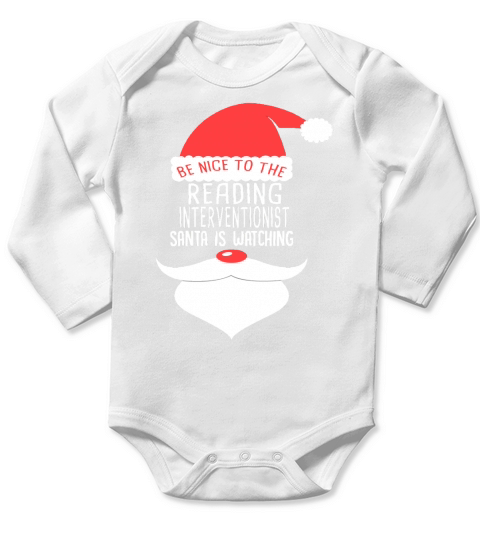 READING INTERVENTIONIST Santa Watching Long Sleeve Baby One-Piece