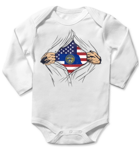 Rip Reveal America State Flag Nebraska Long Sleeve Baby One-Piece