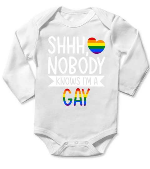 Shhh Nobody Knows I m a Gay Tee LGBTQ Gay Pride Long Sleeve Baby One-Piece
