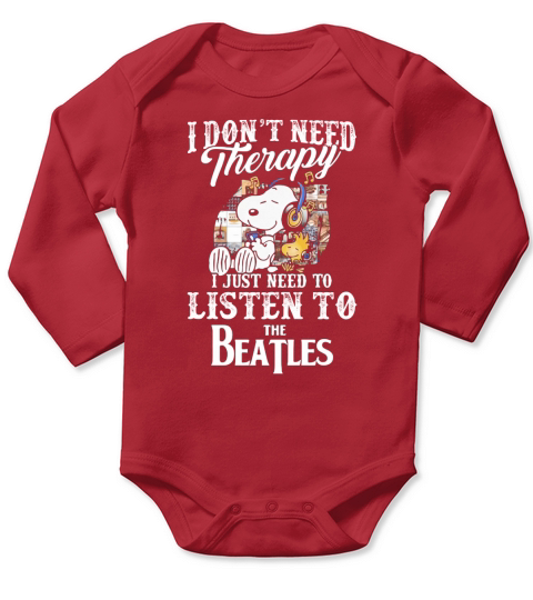 Snoopy i don’t need therapy i just need to listen to The Beatles shirt - Lunchbox Long Sleeve Baby One-Piece