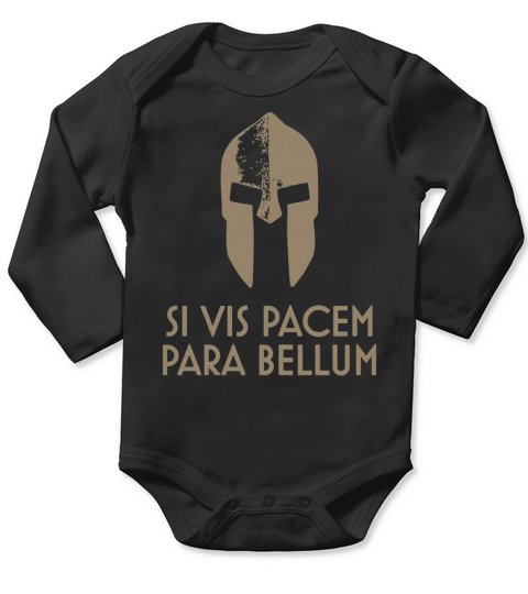 Spartan Helm latin motto Si Vis Pacem Para Bellum T-Shirt Long Sleeve Baby One-Piece