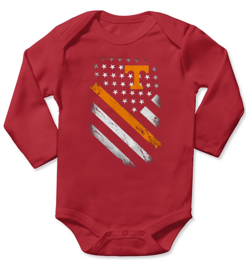Tennessee Volunteers America Flag Long Sleeve Baby One-Piece