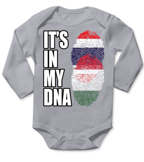 Thai And Hungarian Vintage Heritage DNA Flag Long Sleeve Baby One-Piece
