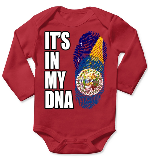 Tokelauan And Belizean Mix Heritage DNA Flag Long Sleeve Baby One-Piece