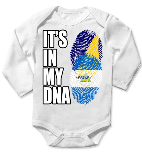 Tokelauan And Nicaraguan Mix Heritage DNA Flag Long Sleeve Baby One-Piece