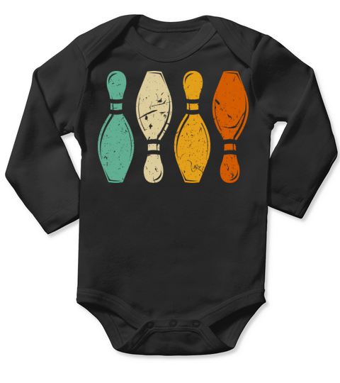 Vintage Bowling Pins Retro Bowler Long Sleeve Baby One-Piece