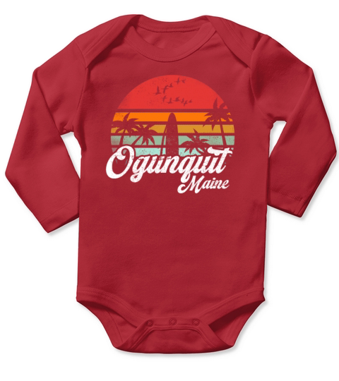 Vintage Ogunquit Maine Surfing Retro Surf Cool Long Sleeve Baby One-Piece