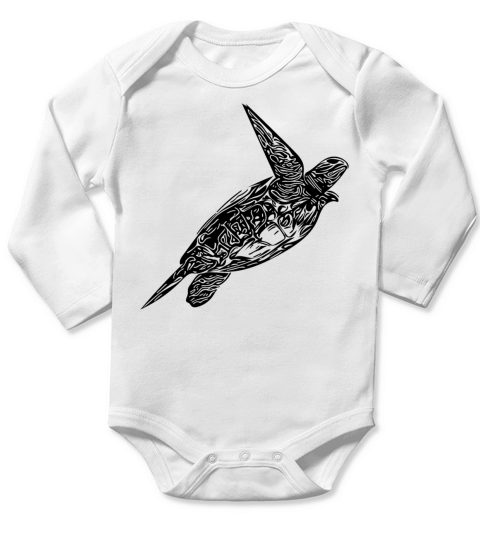 Vintage Turtle Emerging Long Sleeve Baby One-Piece