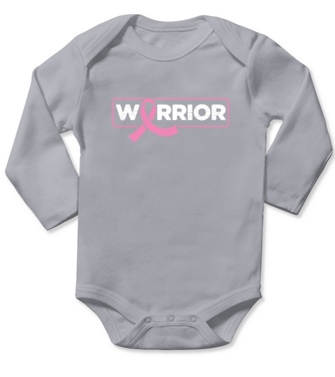 Warrior Pink Ribbon - Breast Cancer Awareness Long Sleeve Baby One-Piece