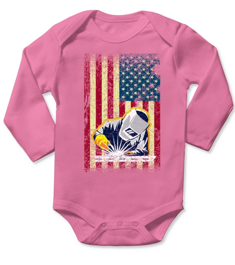 Welder Welding Funny Welder Gift American Flag Long Sleeve Baby One-Piece
