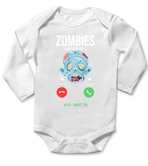 Zombies Are Calling Zombie Hunter Long Sleeve Baby One-Piece