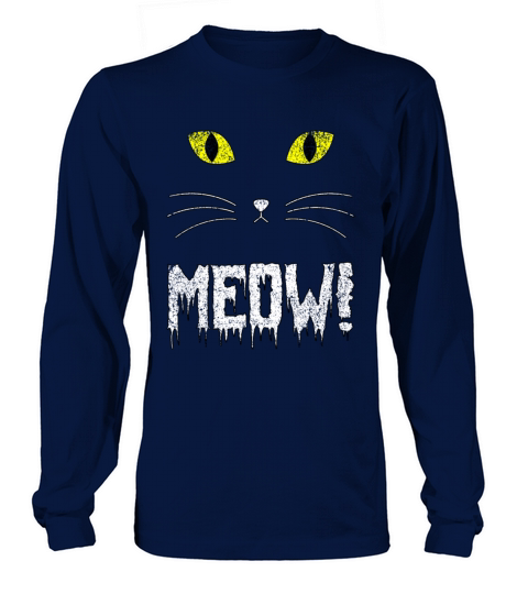 Meow Vintage Halloween Cat Face Long sleeved Unisex