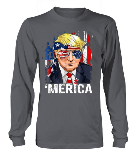 Trump Merica Murica 4th Of July American Flags shirt Long sleeved Unisex