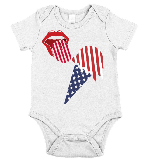 American flag ice cream funny design gift idea Short Sleeve Baby One-Piece