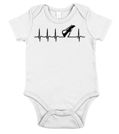 Cool Funny Heartbeat Playing Guitar Guitarist Pun Short Sleeve Baby One-Piece