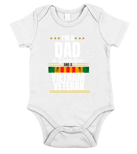 Dad Grandpa Vietnam Veteran Vintage Soldier Retro Short Sleeve Baby One-Piece