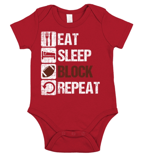 Eat Sleep Block Repeat Football Offensive Lineman Short Sleeve Baby One-Piece