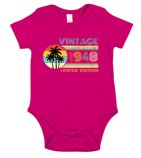 Funny Birthday Born in 1948 Limited Edition Short Sleeve Baby One-Piece