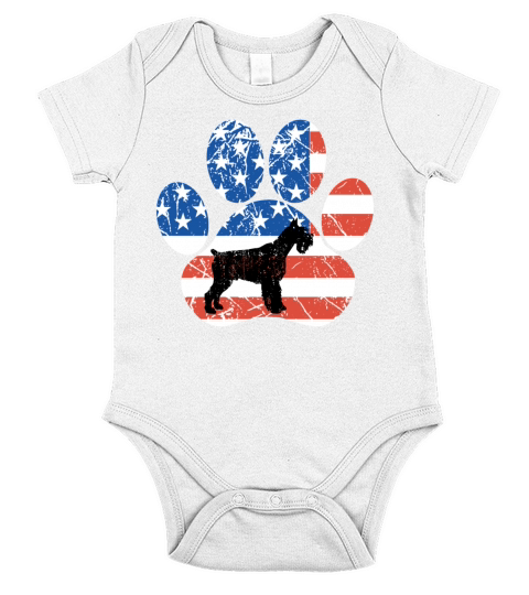 German Schnauzer Dog Paw American USA Flag Short Sleeve Baby One-Piece