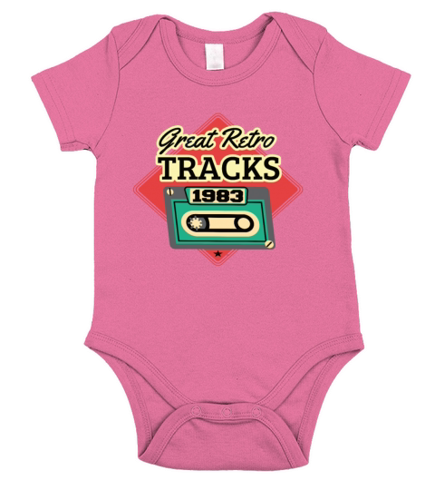 Great Retro Tracks 1983 Cassette Vintage Birthday Short Sleeve Baby One-Piece