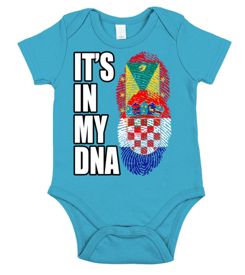 Grenadian And Croatian Mix Heritage DNA Flag Short Sleeve Baby One-Piece